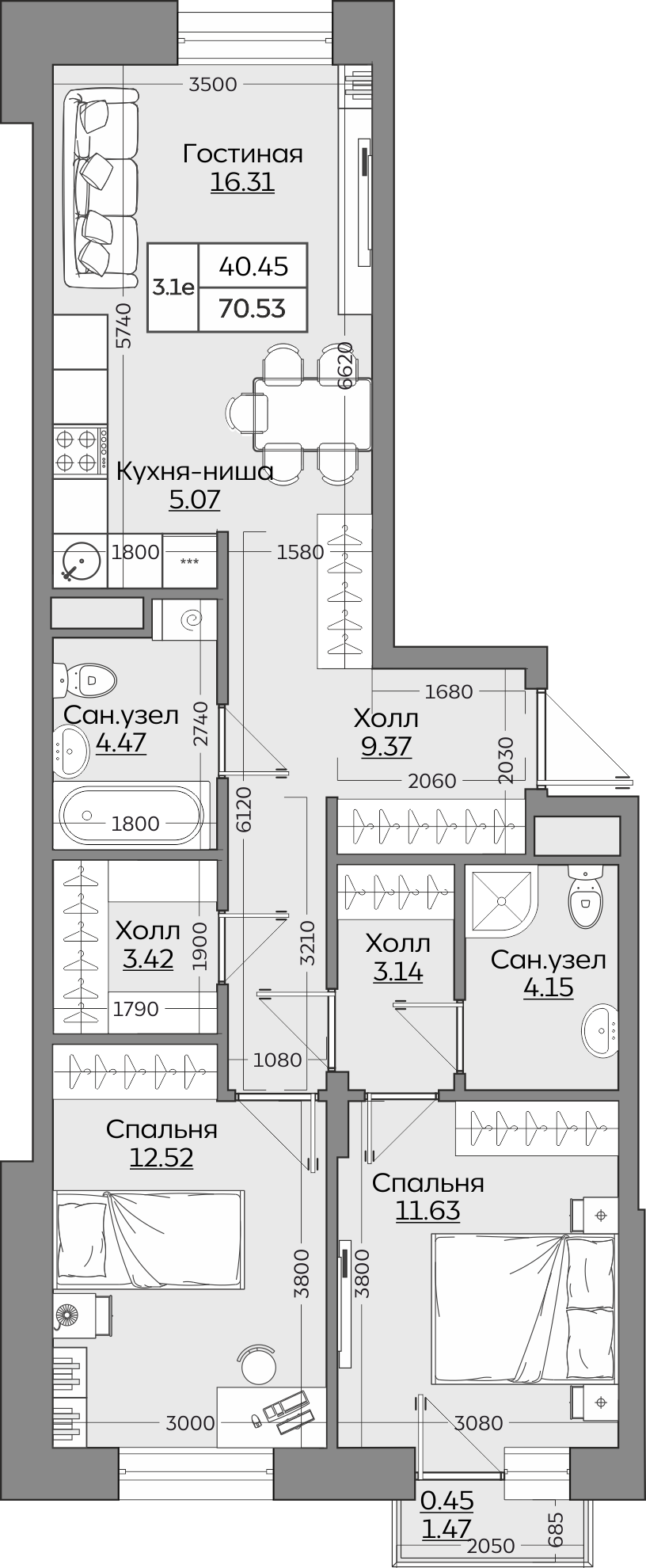 Планировка квартиры — новостройки Казани