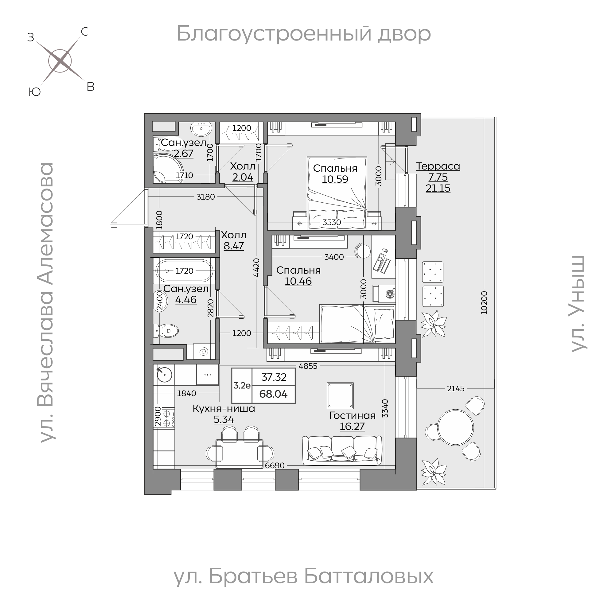 Планировка с размерами — квартиры в новостройках Казани