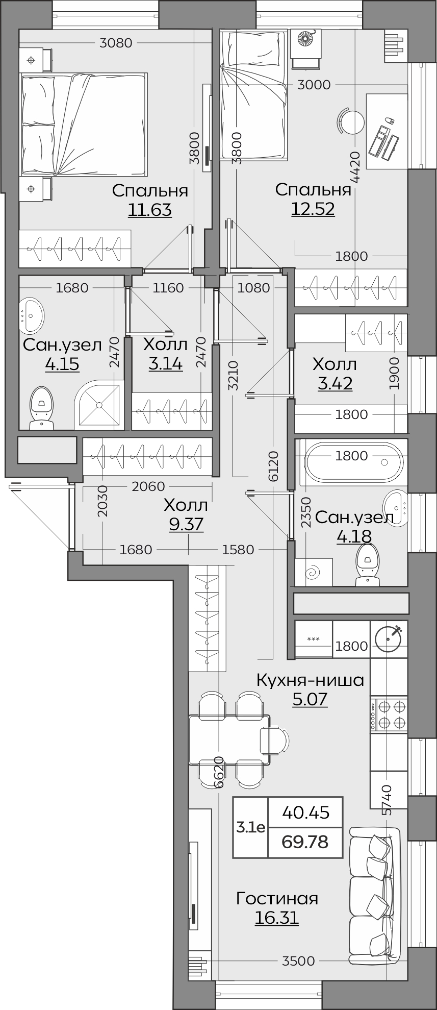 Планировка квартиры — новостройки Казани
