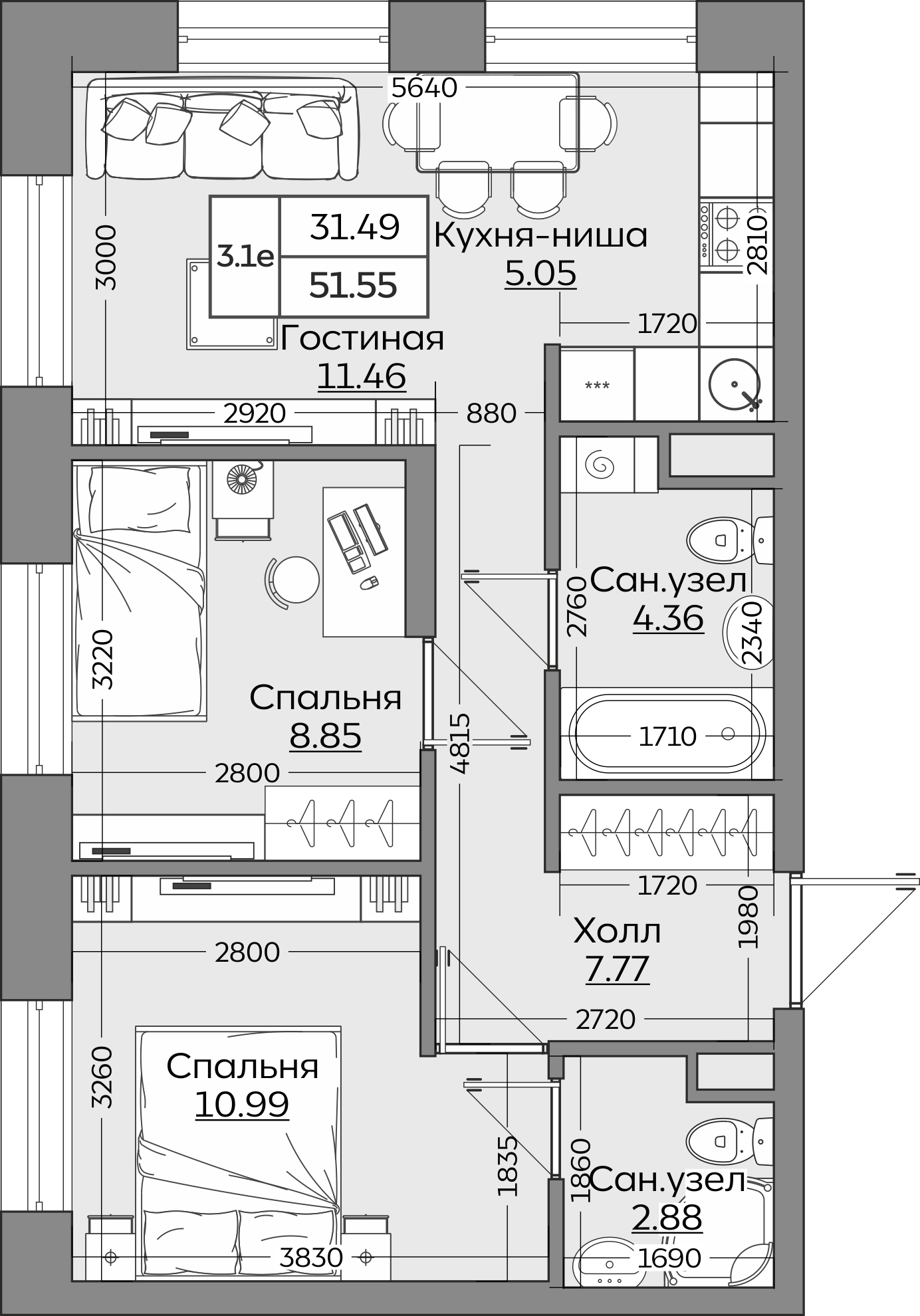 Планировка квартиры — новостройки Казани