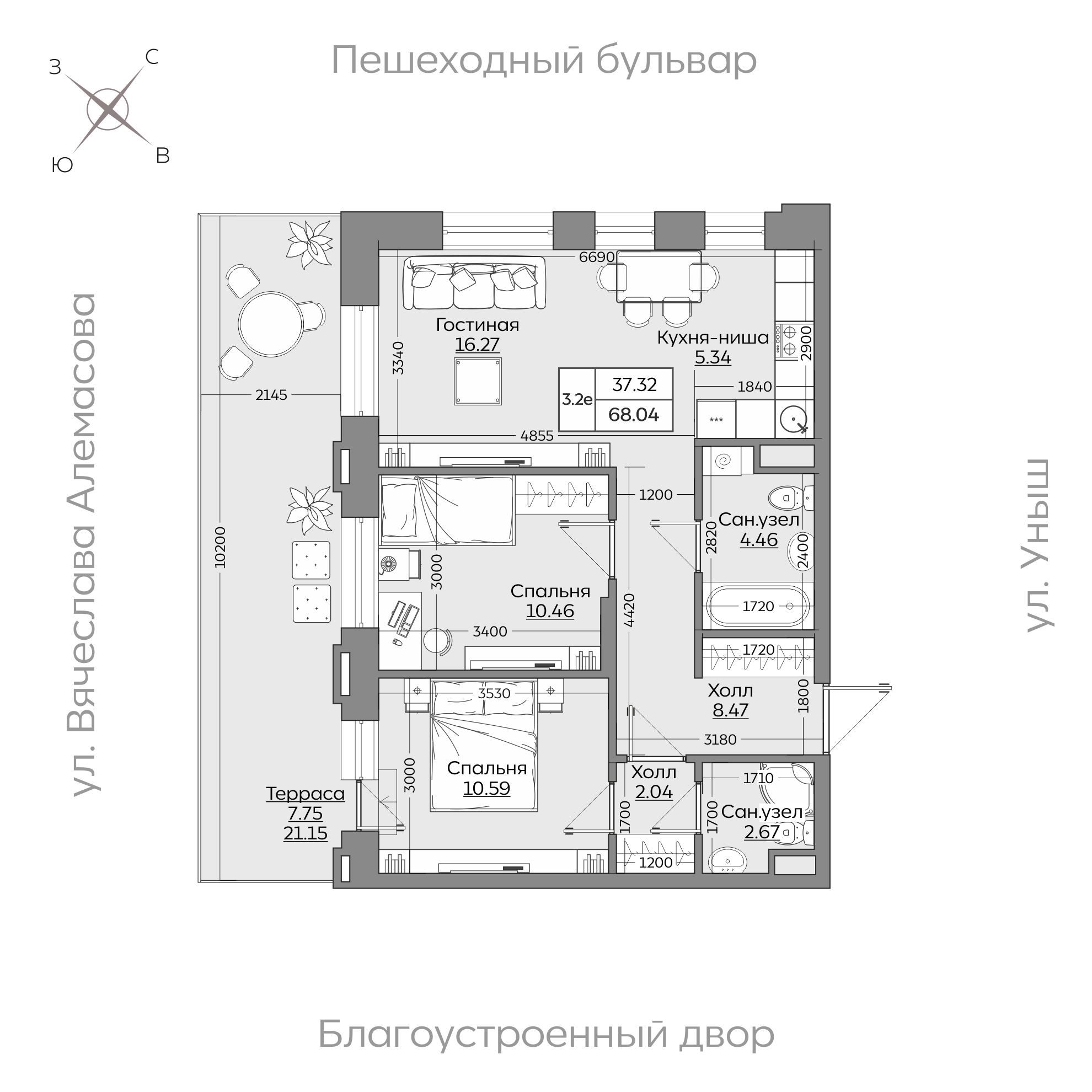 Планировка с размерами — квартиры в новостройках Казани