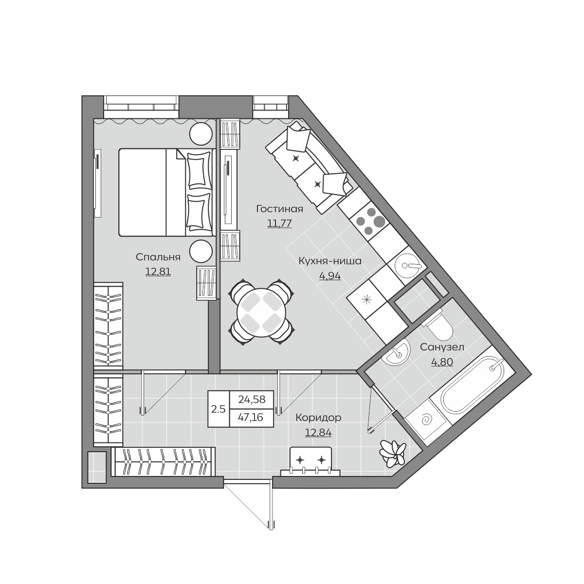 Планировка 2-комн.