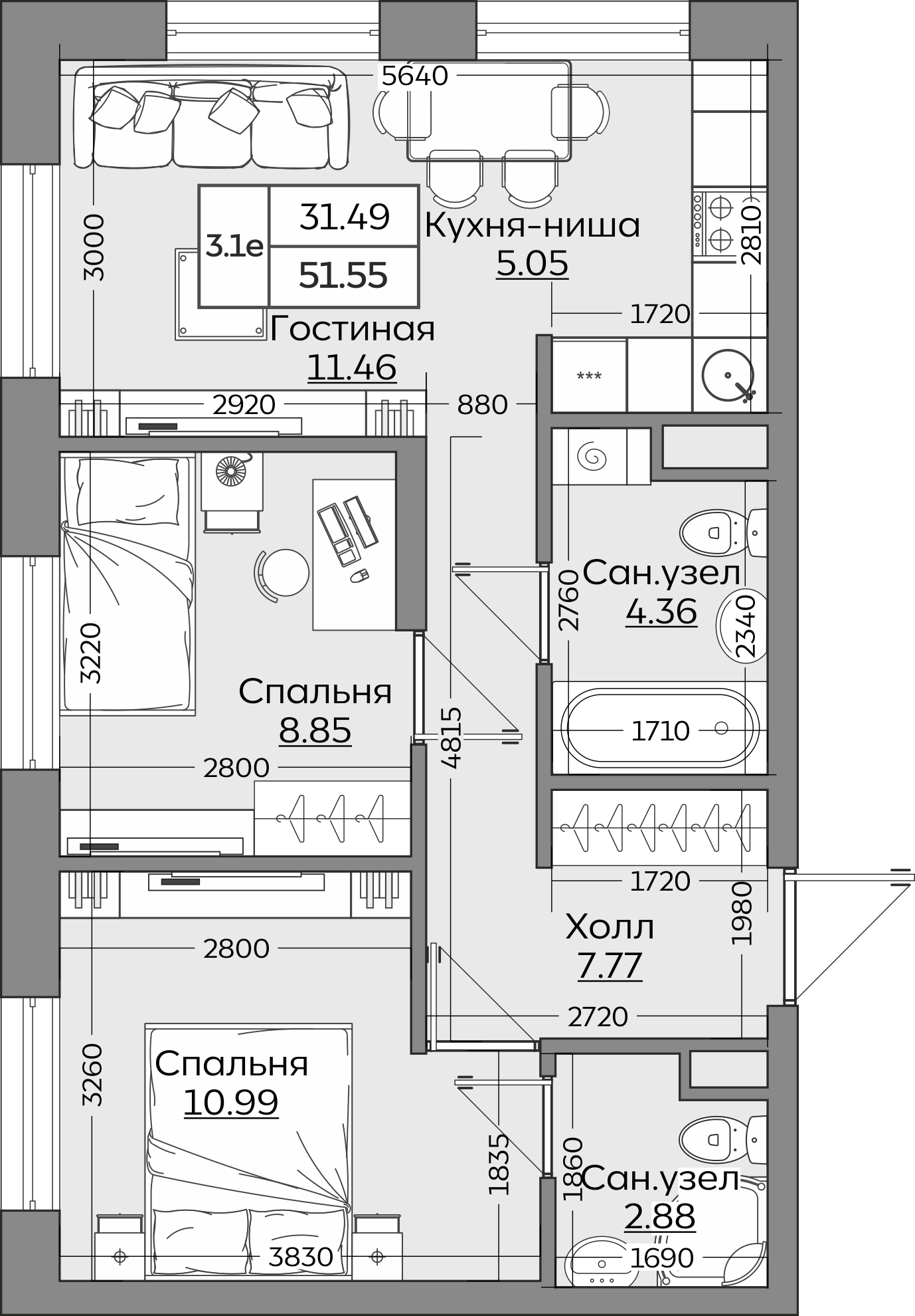 Планировка квартиры — новостройки Казани