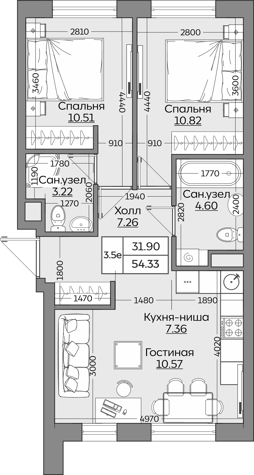 Планировка квартиры — новостройки Казани