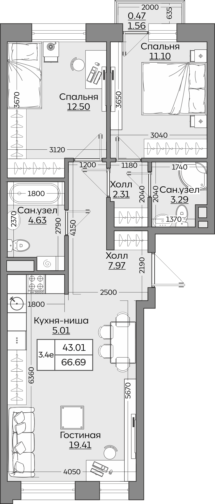 Планировка квартиры — новостройки Казани