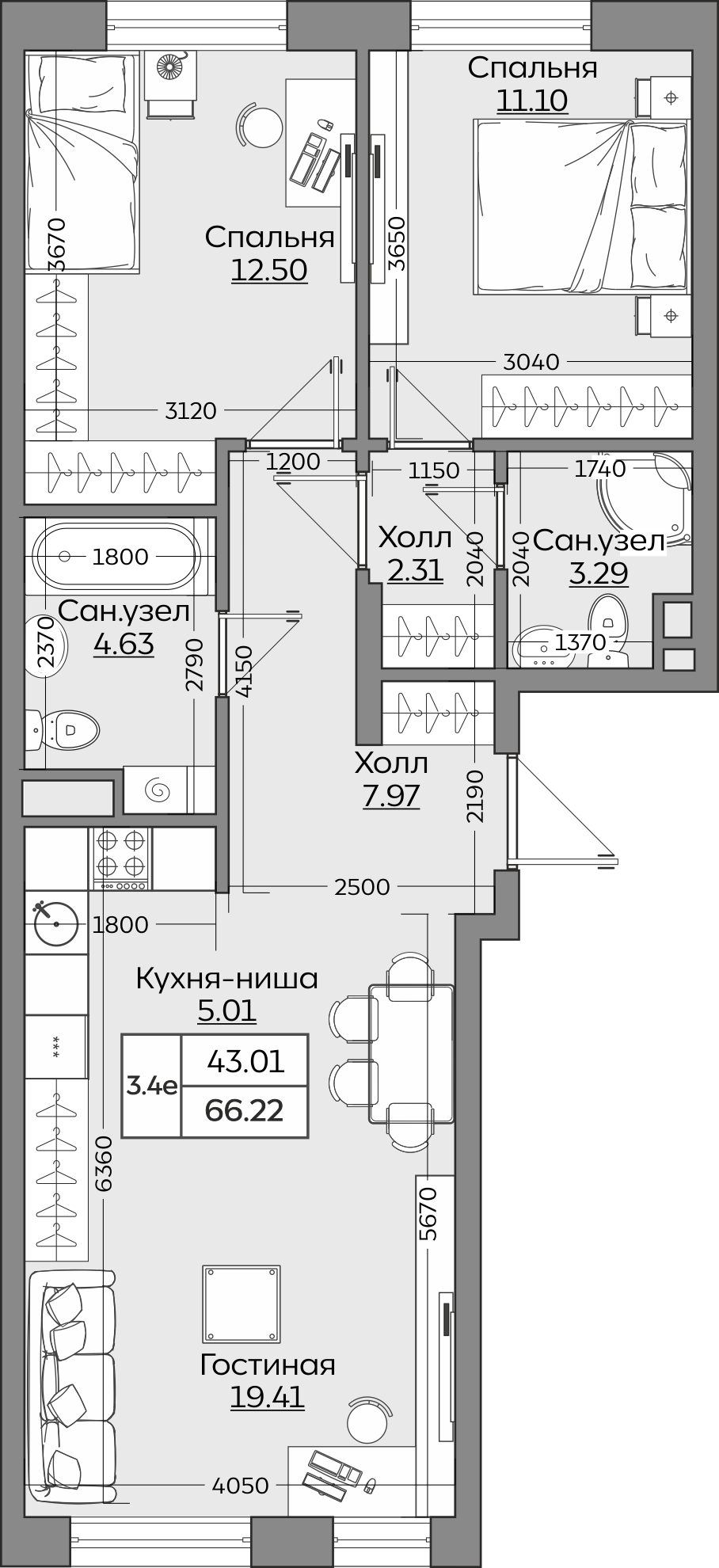 Планировка квартиры — новостройки Казани