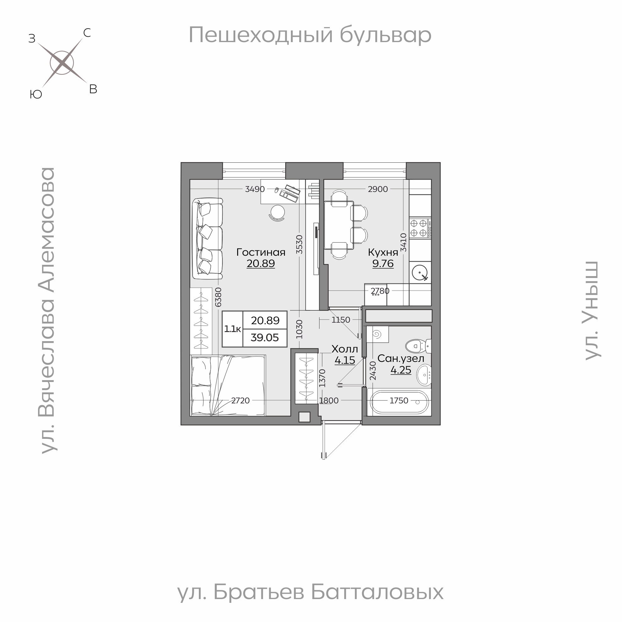 Планировка с размерами — квартиры в новостройках Казани