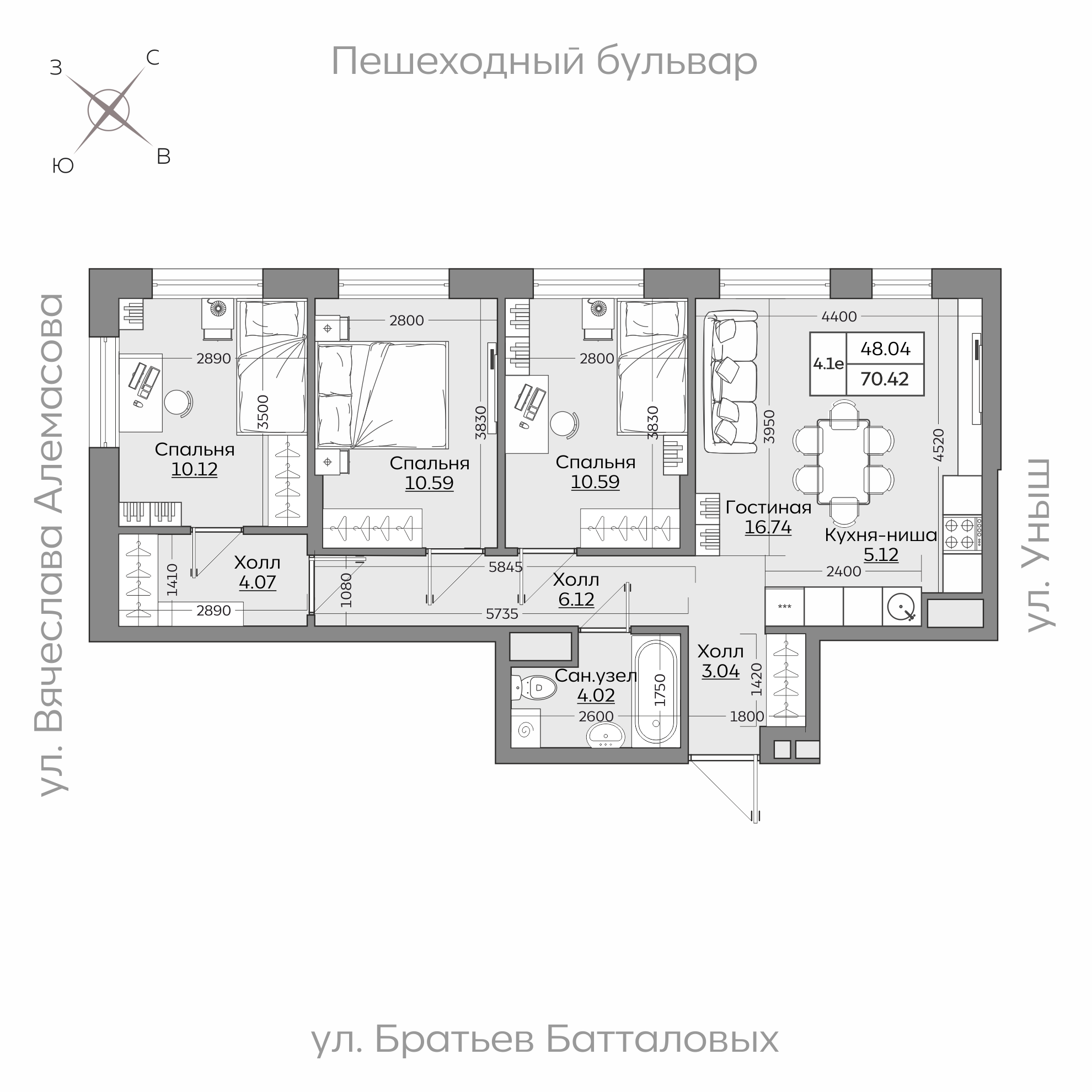Планировка с размерами — квартиры в новостройках Казани