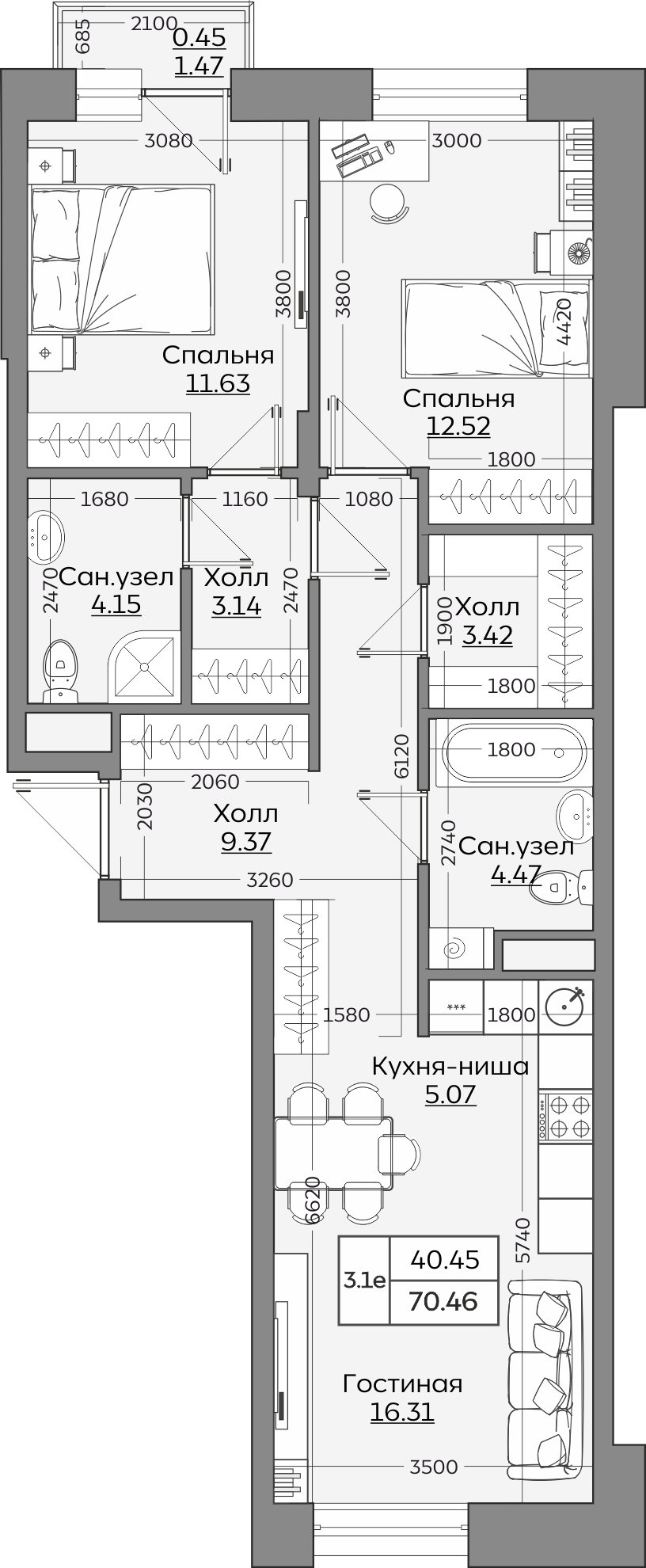 Планировка квартиры — новостройки Казани