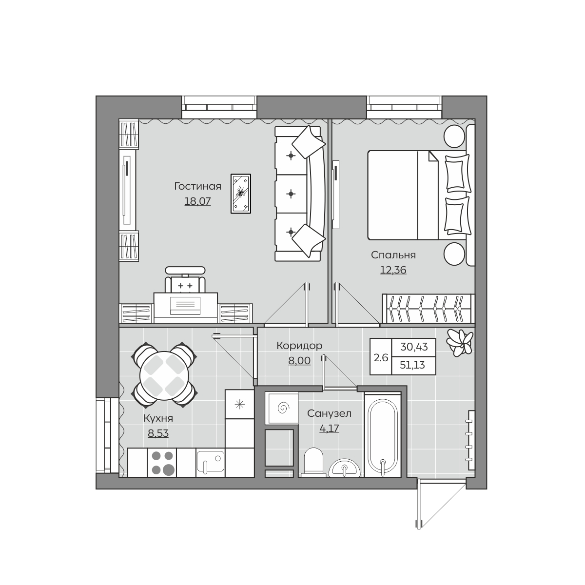 Планировка 2-комн.