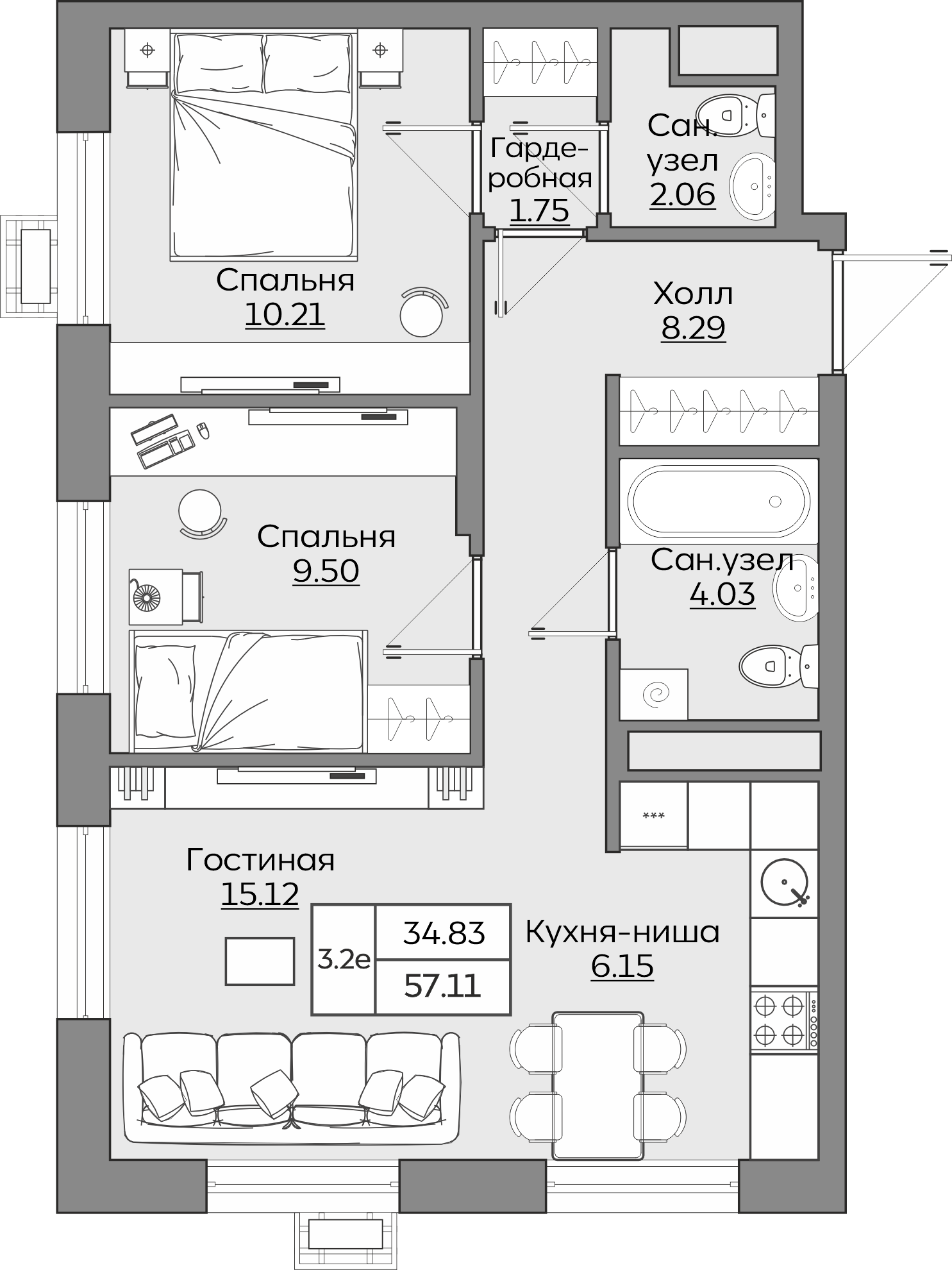 Планировка квартиры — новостройки Казани