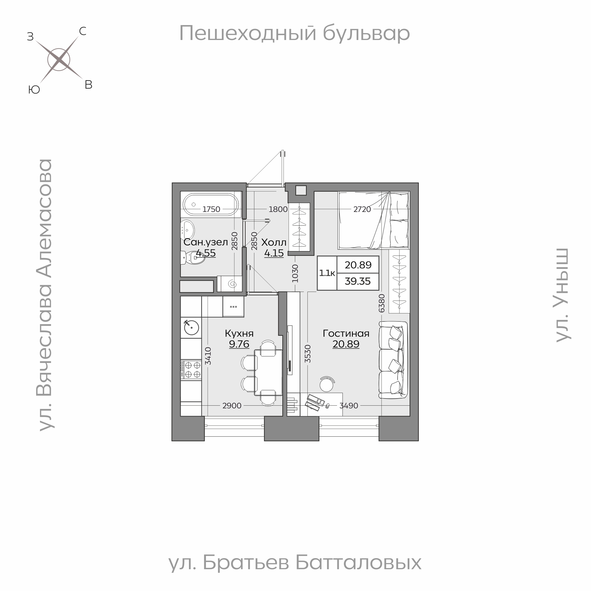Планировка с размерами — квартиры в новостройках Казани
