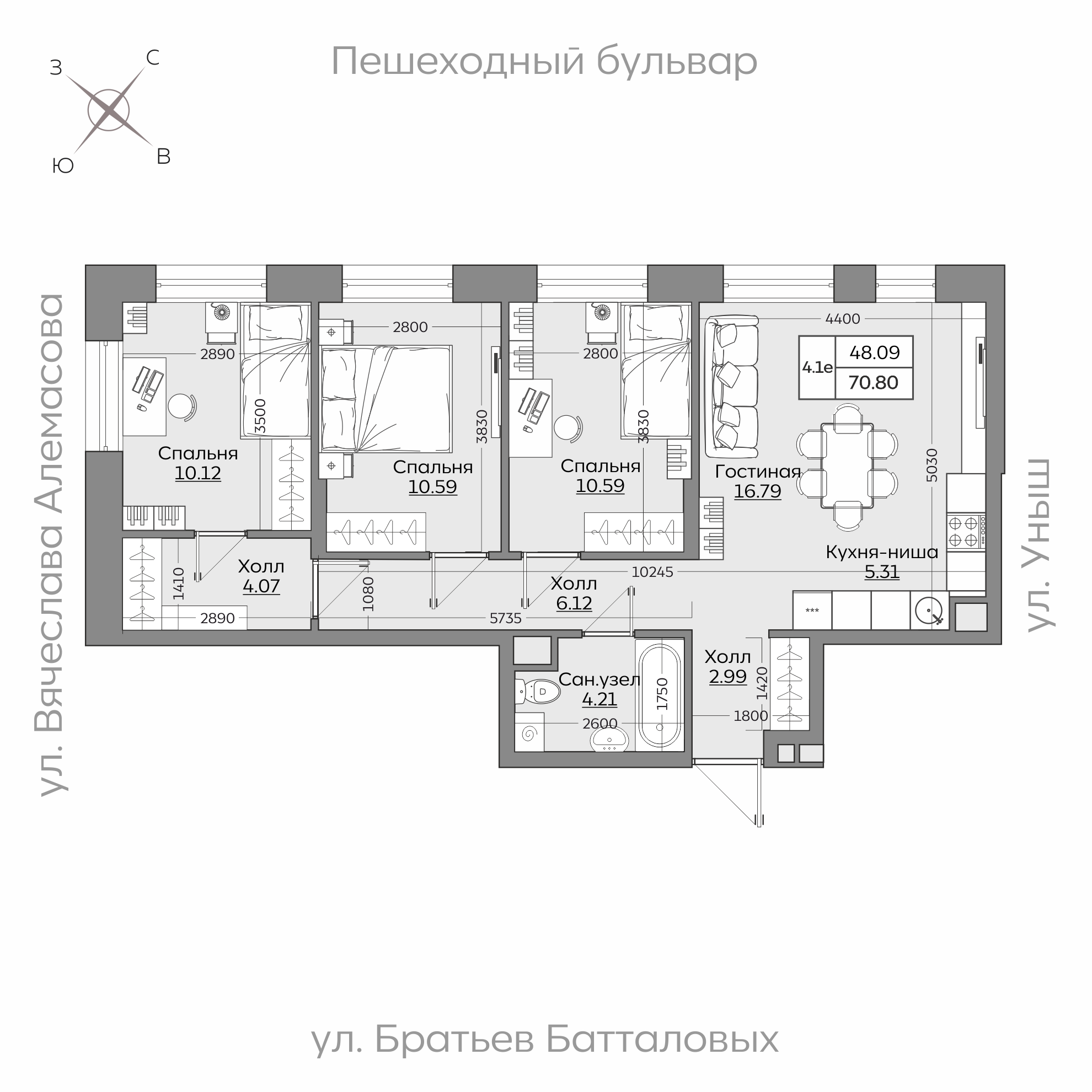 Планировка с размерами — квартиры в новостройках Казани