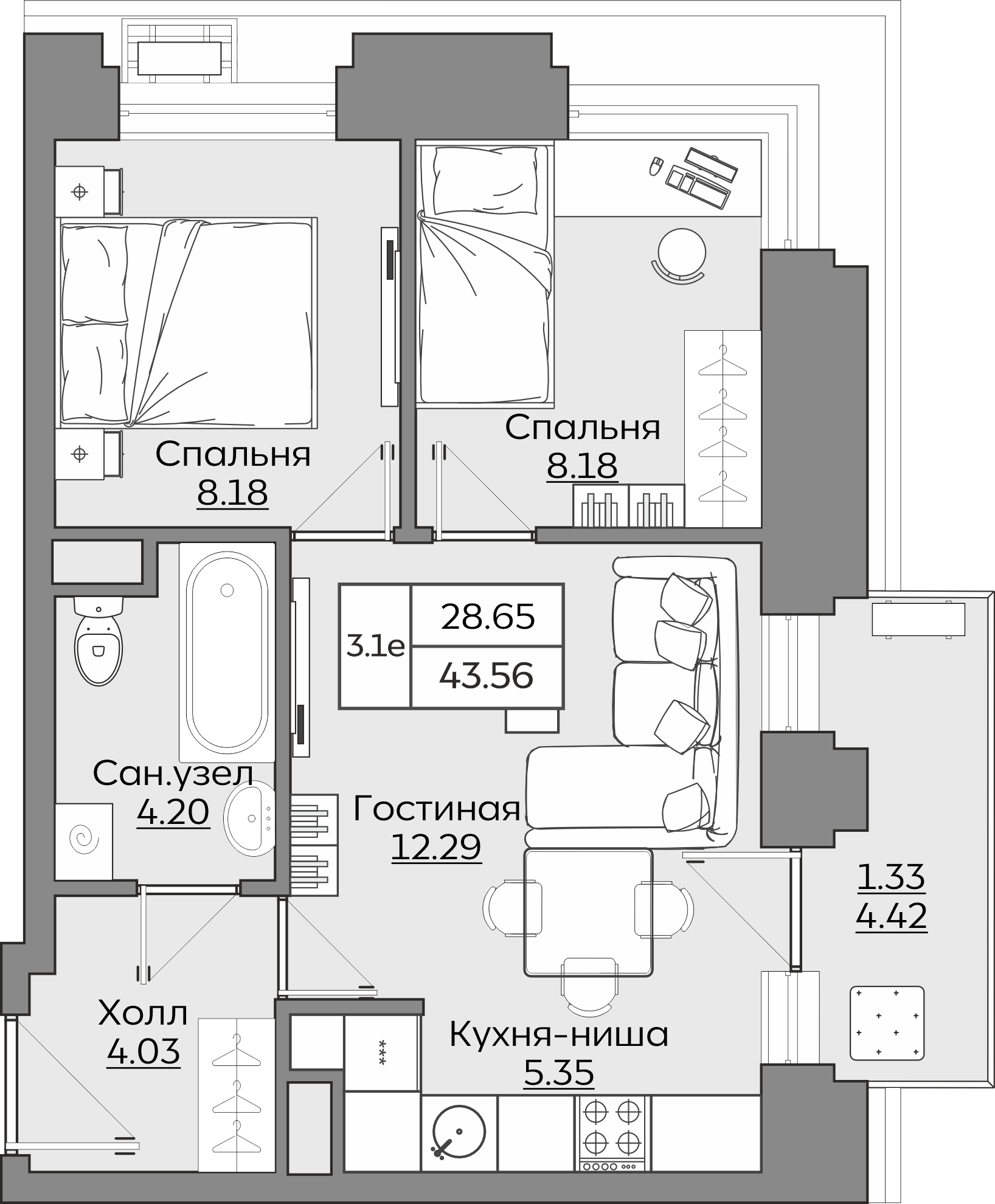 Планировка квартиры — новостройки Казани