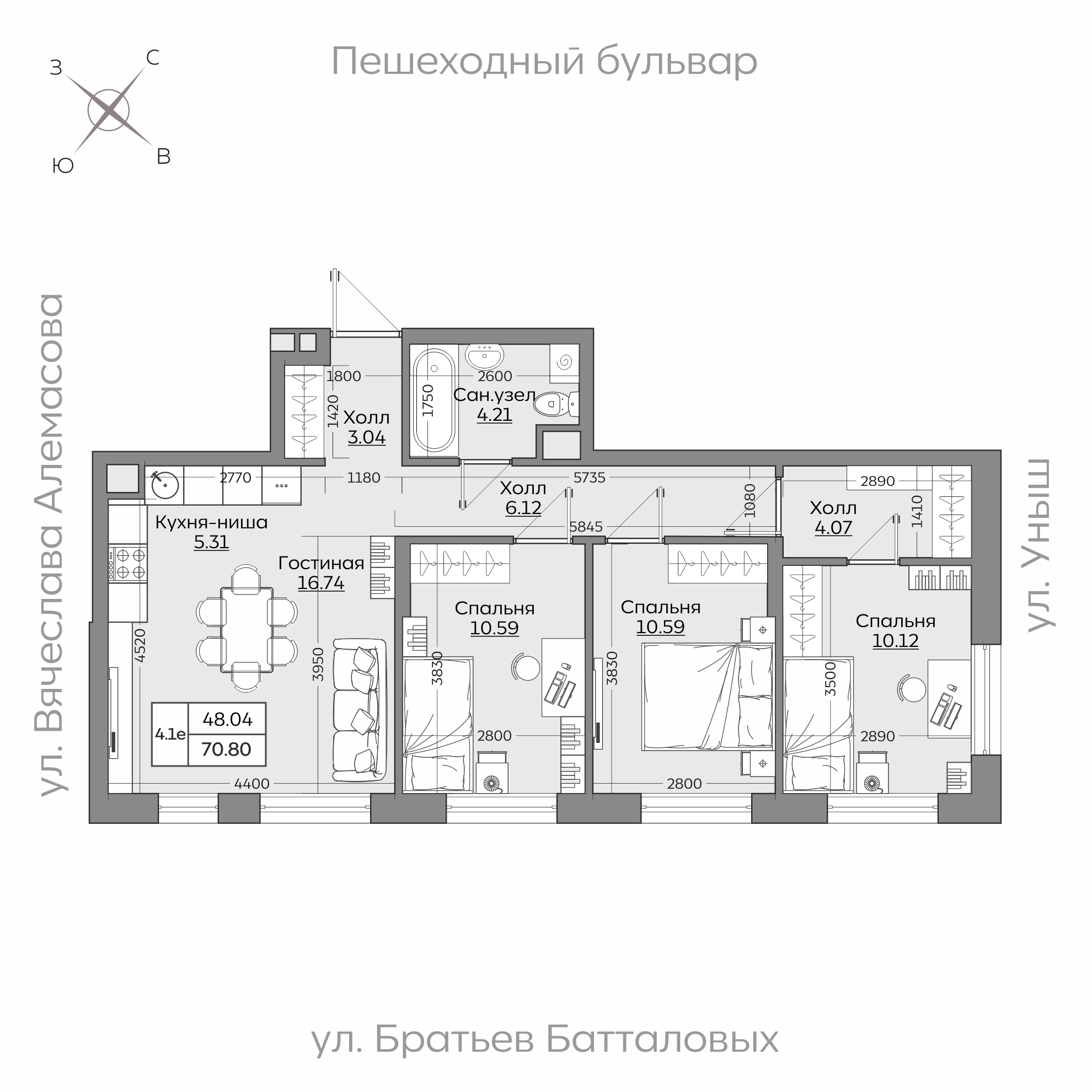 Планировка с размерами — квартиры в новостройках Казани