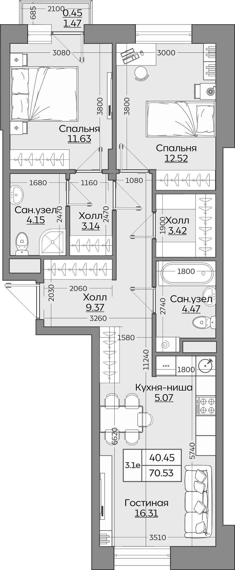 Планировка квартиры — новостройки Казани