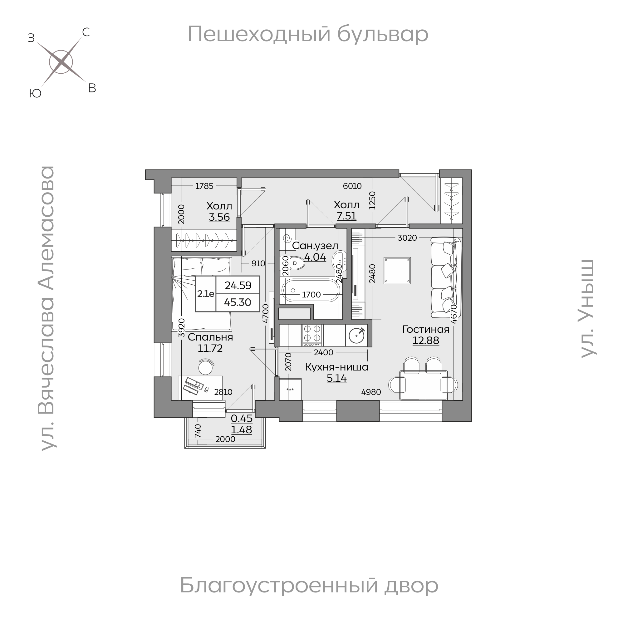 Планировка с размерами — квартиры в новостройках Казани