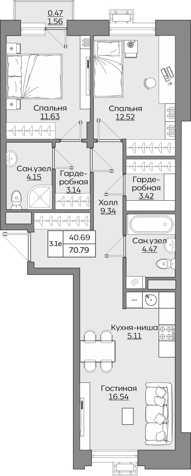 Планировка квартиры — новостройки Казани