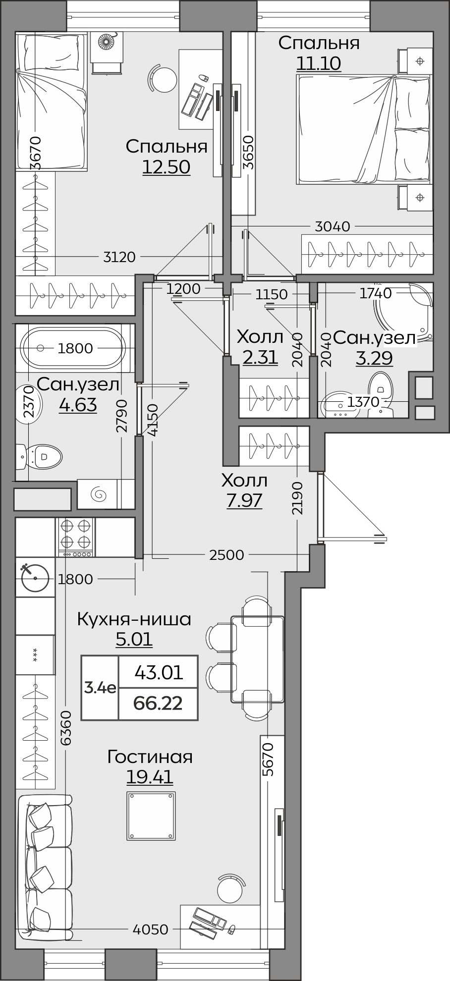 Планировка квартиры — новостройки Казани