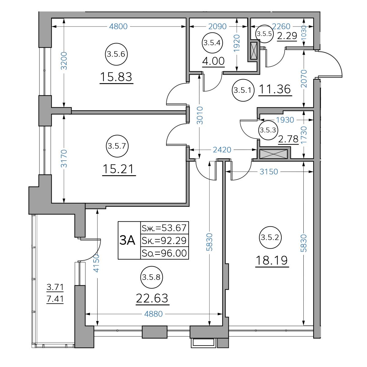 Планировка с размерами — квартиры в новостройках Казани