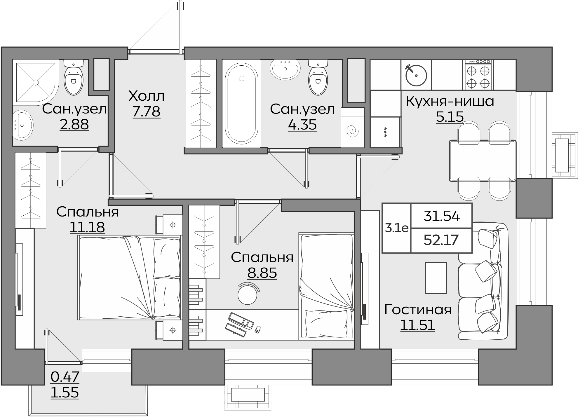 Планировка квартиры — новостройки Казани