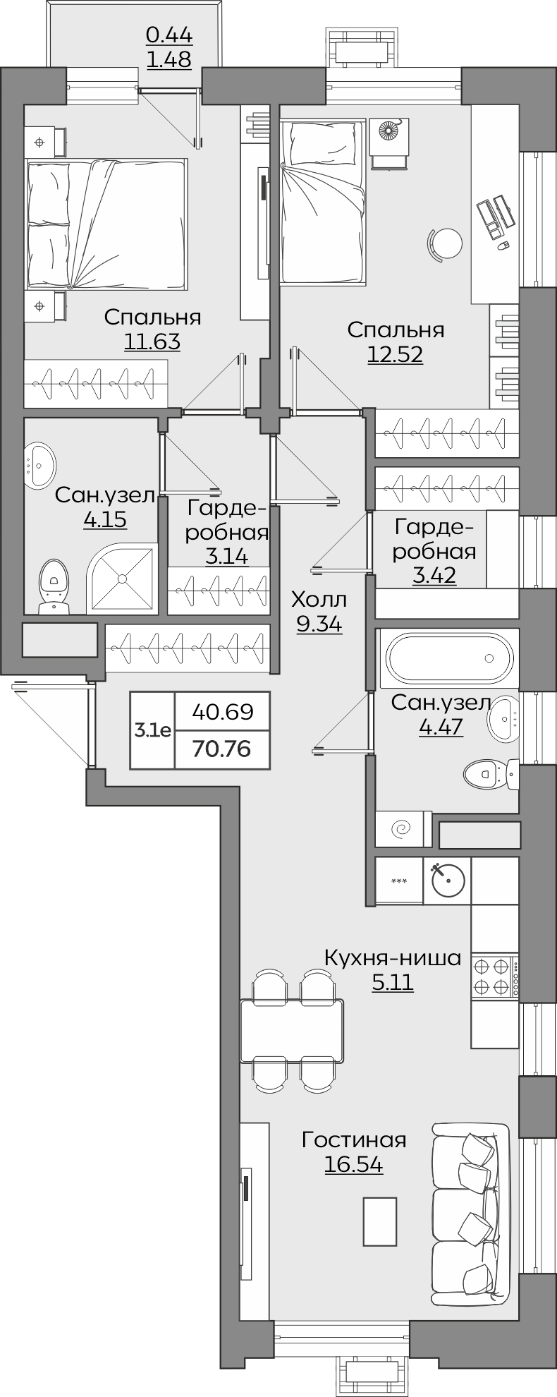Планировка квартиры — новостройки Казани