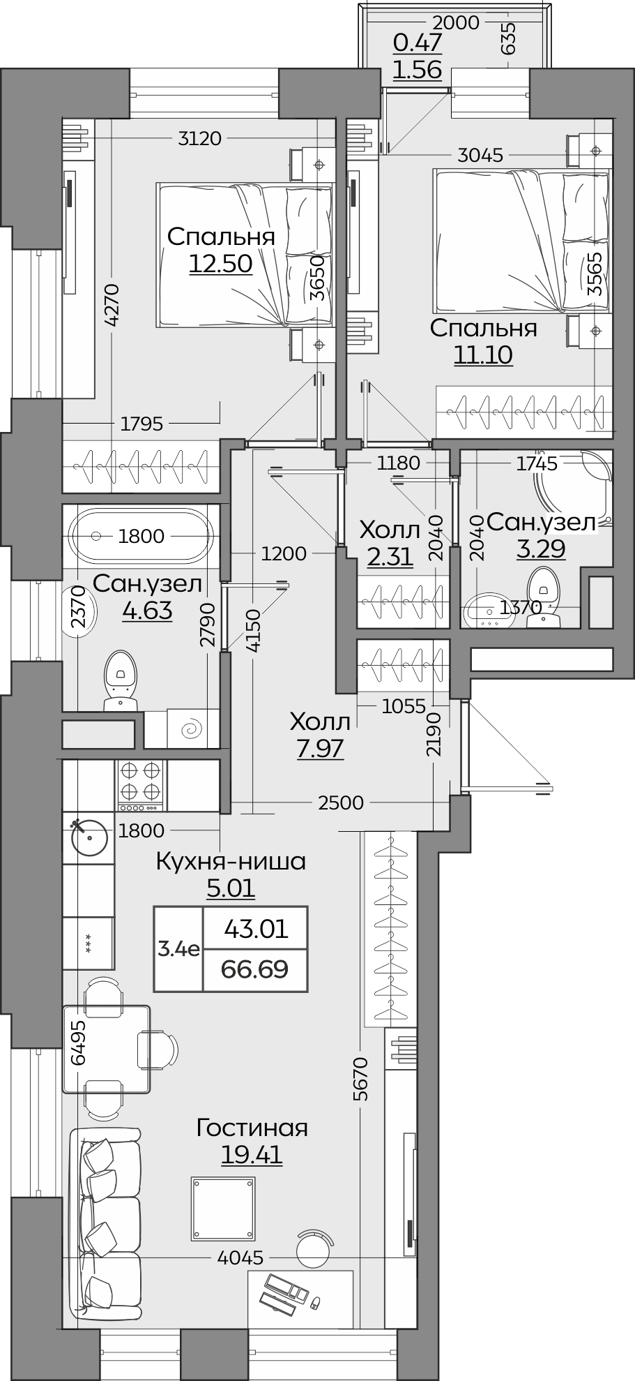 Планировка квартиры — новостройки Казани