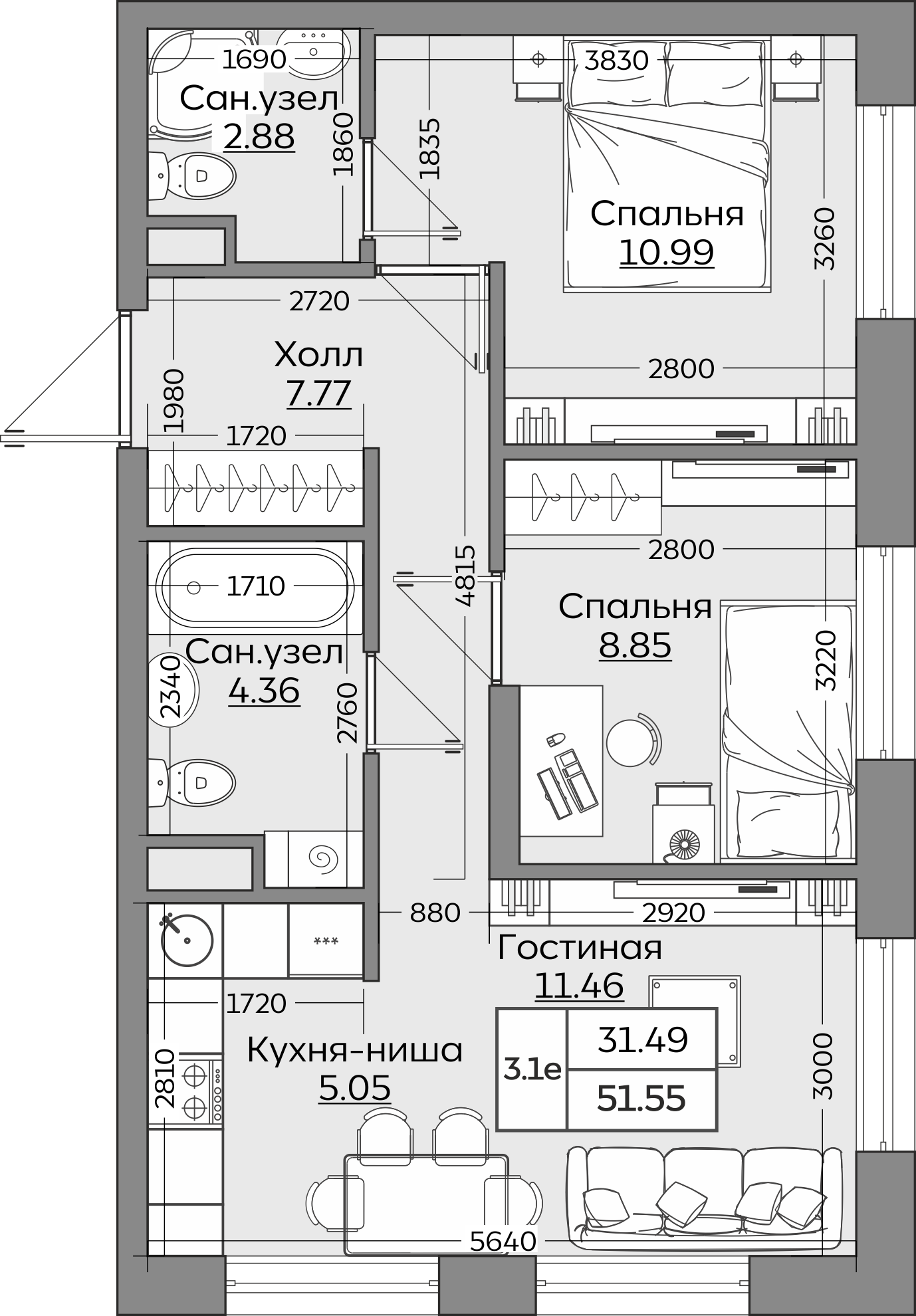 Планировка квартиры — новостройки Казани