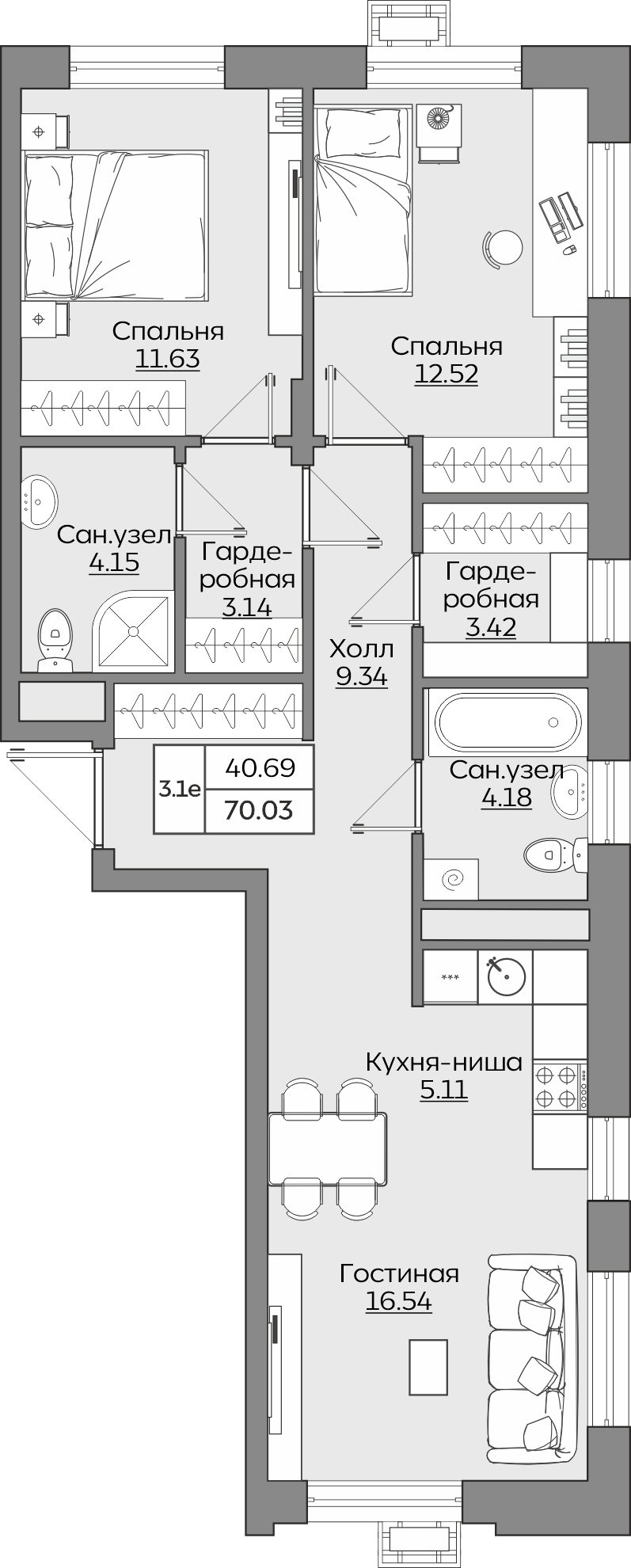 Планировка квартиры — новостройки Казани