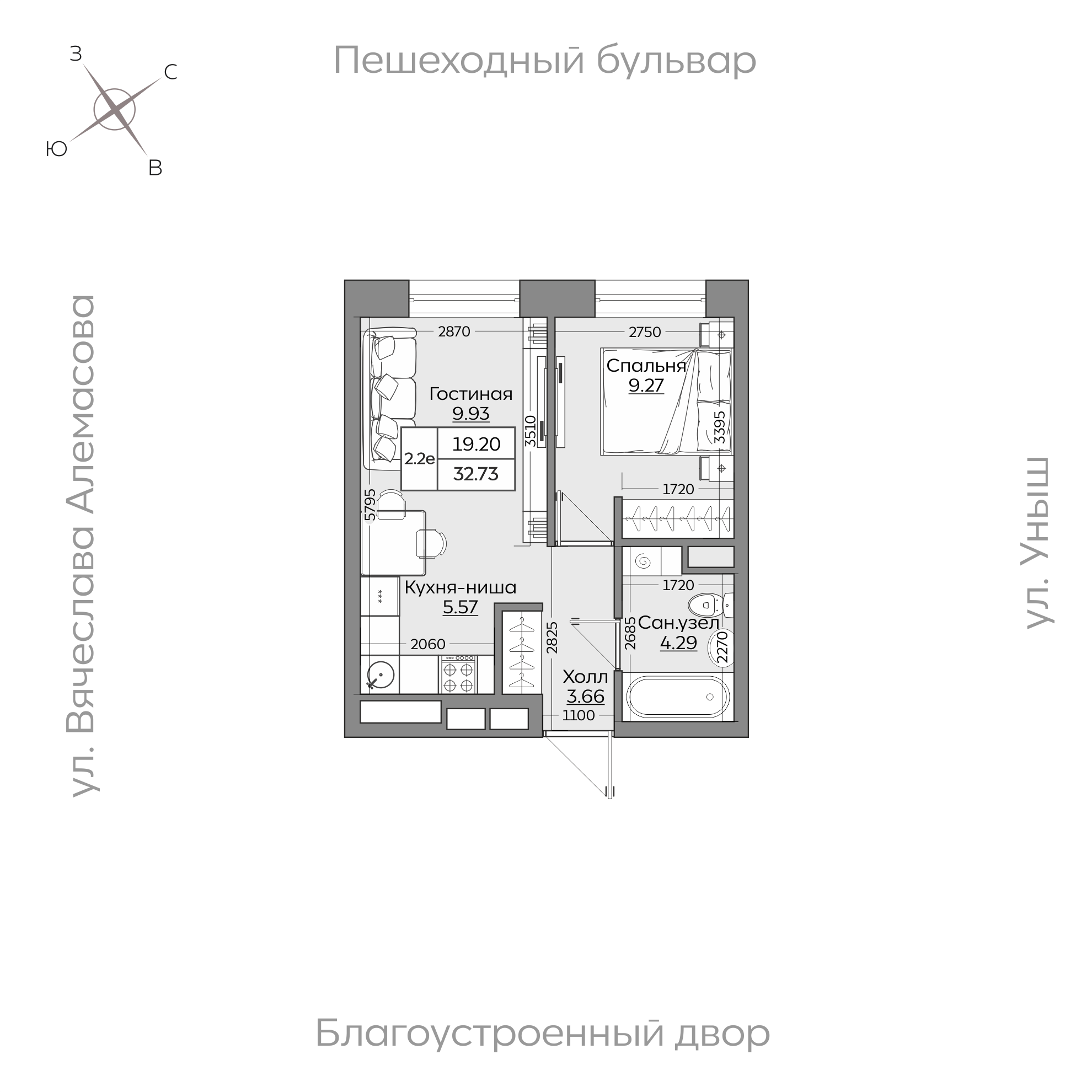 Планировка с размерами — квартиры в новостройках Казани