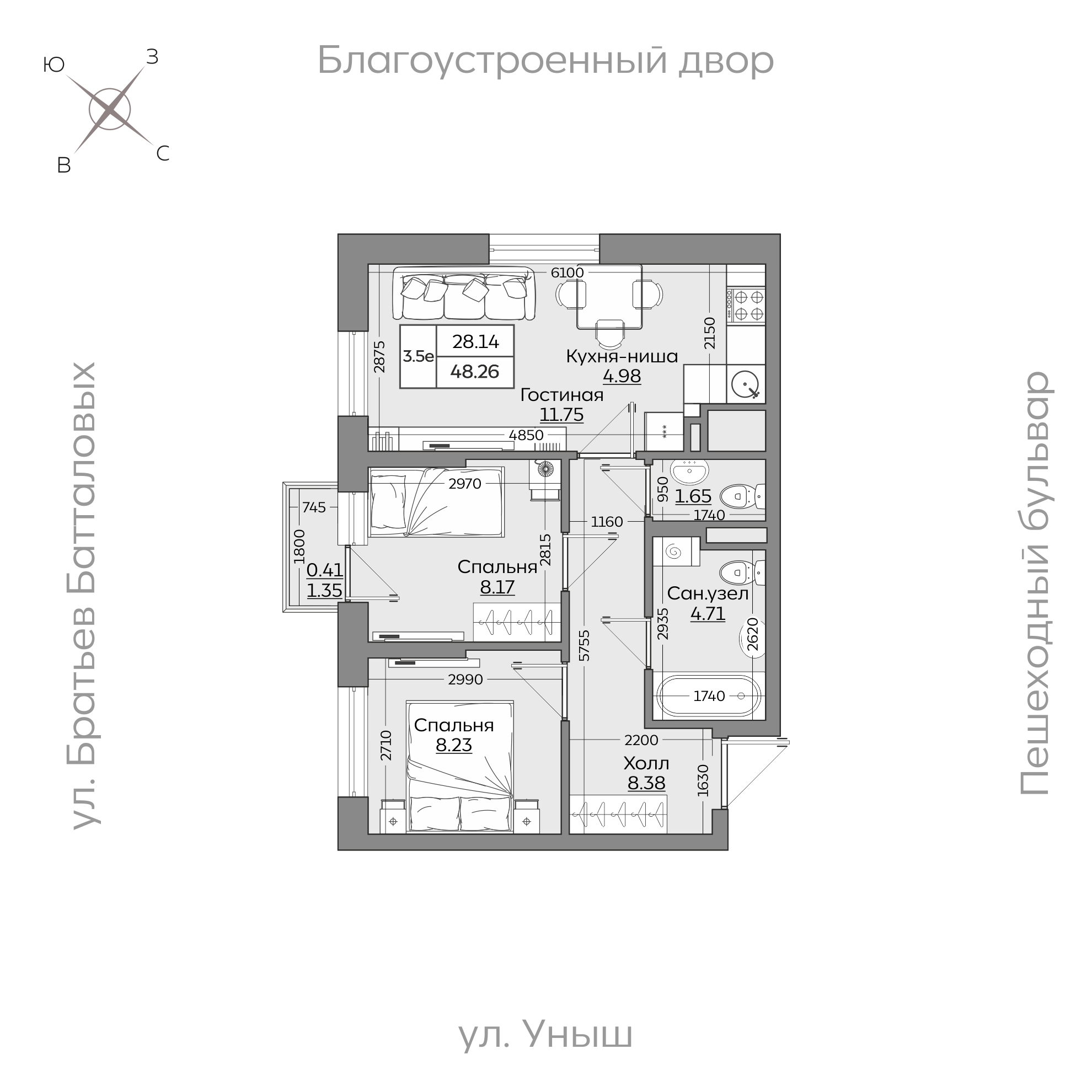Планировка с размерами — квартиры в новостройках Казани