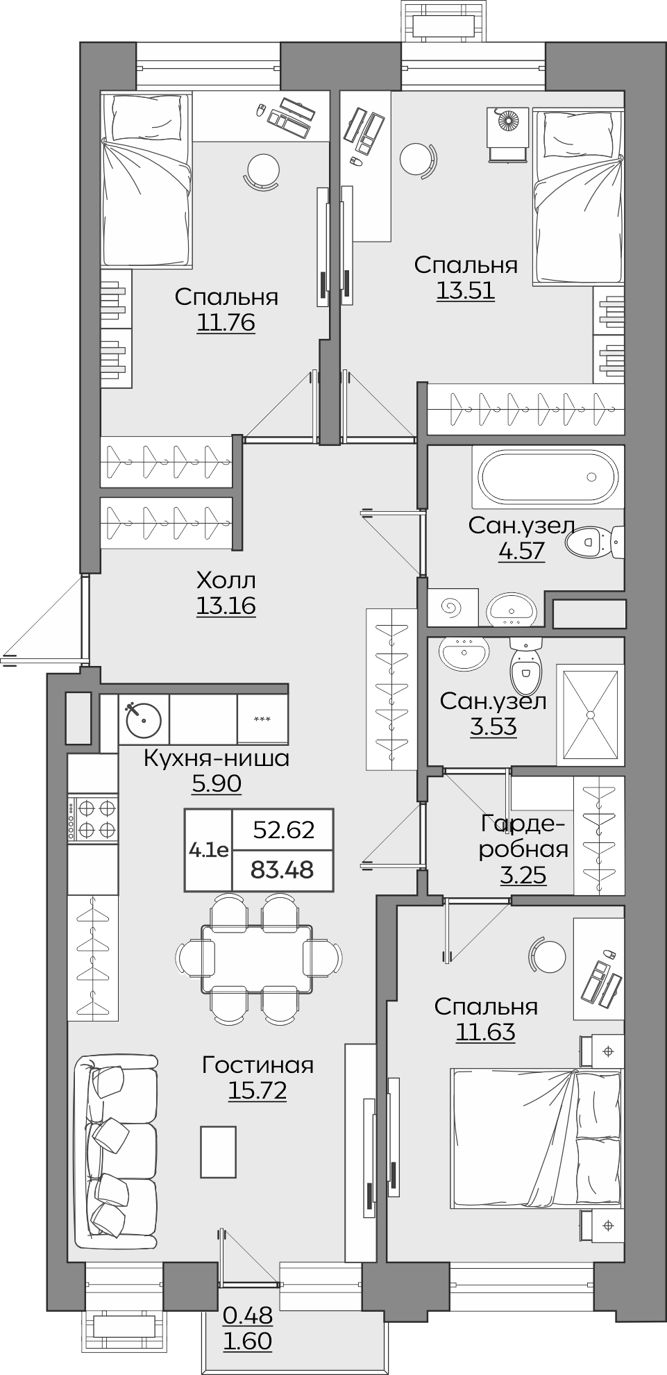 Планировка квартиры — новостройки Казани