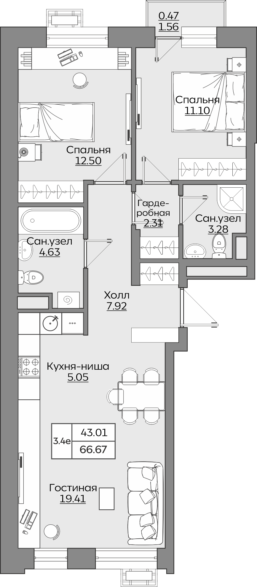 Планировка квартиры — новостройки Казани