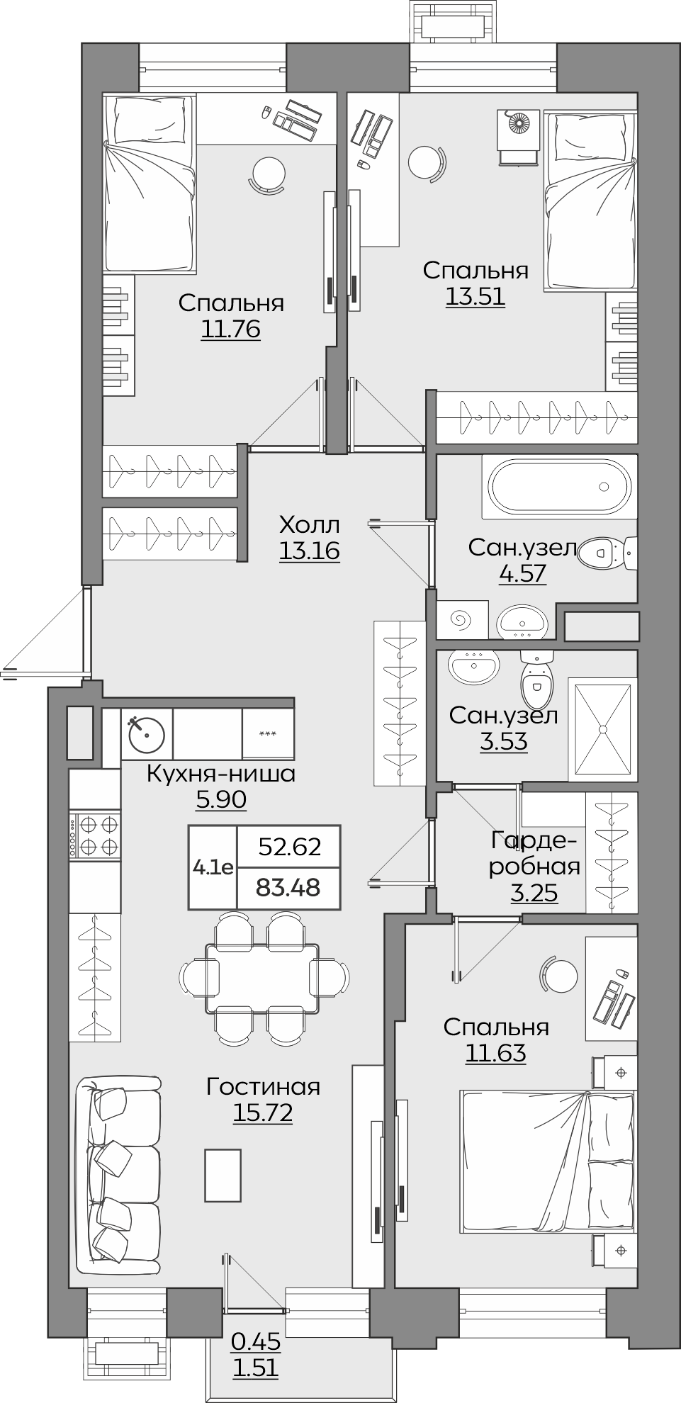 Планировка квартиры — новостройки Казани