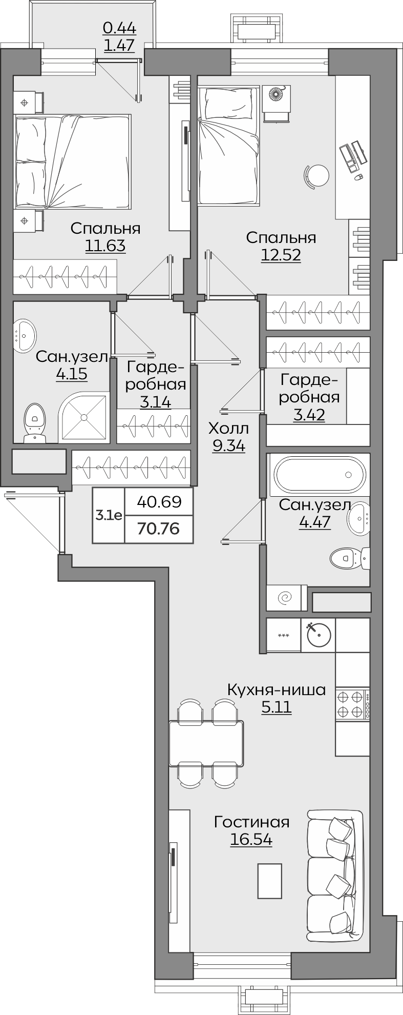 Планировка квартиры — новостройки Казани
