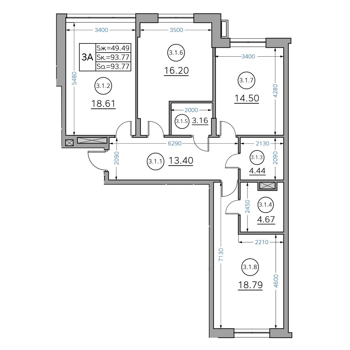 Планировка с размерами — квартиры в новостройках Казани