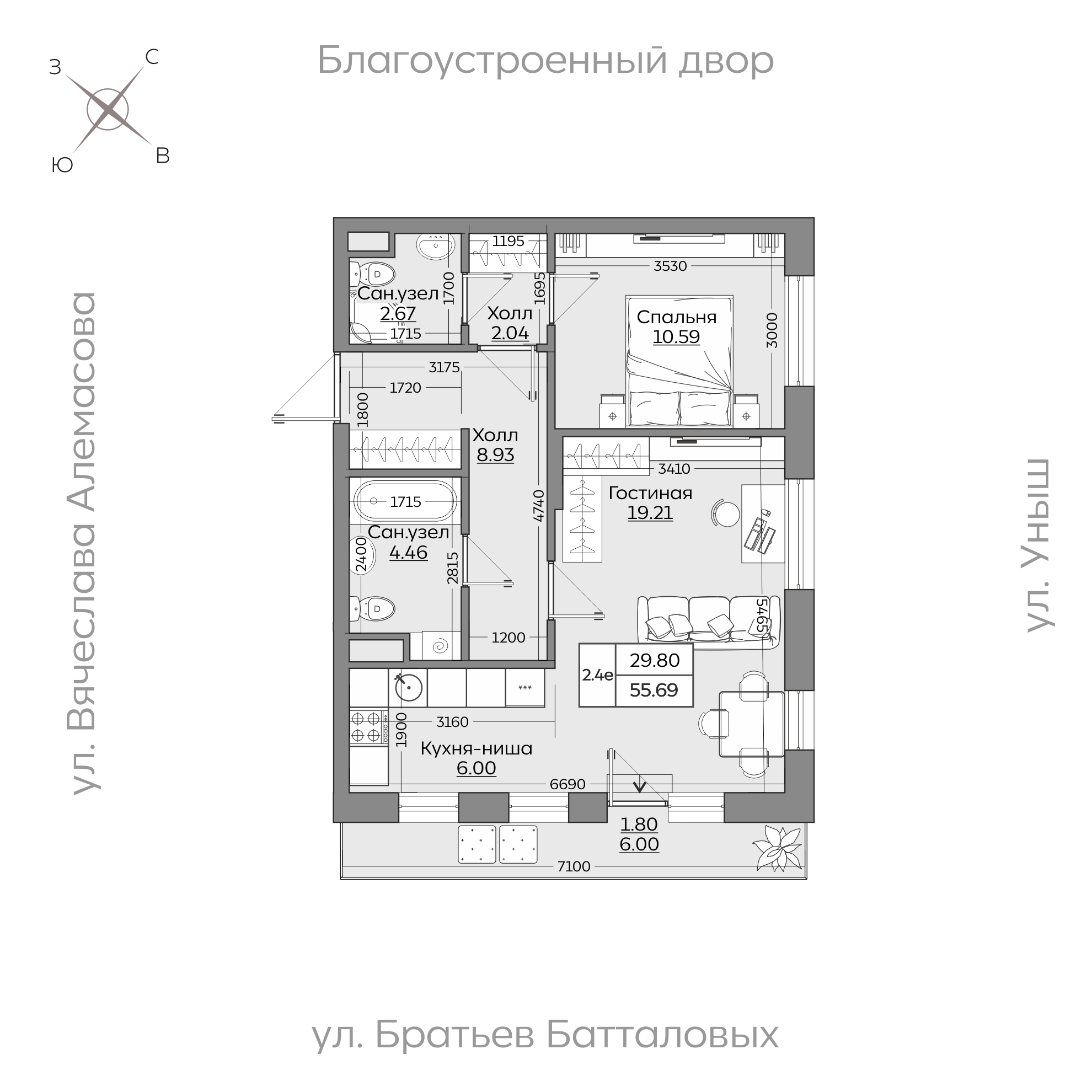 Планировка с размерами — квартиры в новостройках Казани