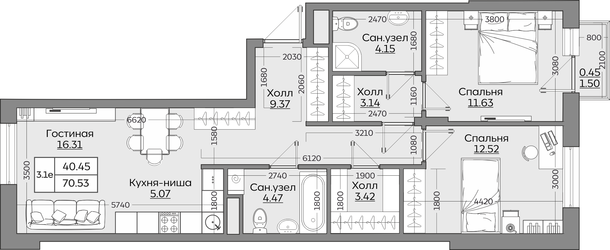 Планировка квартиры — новостройки Казани