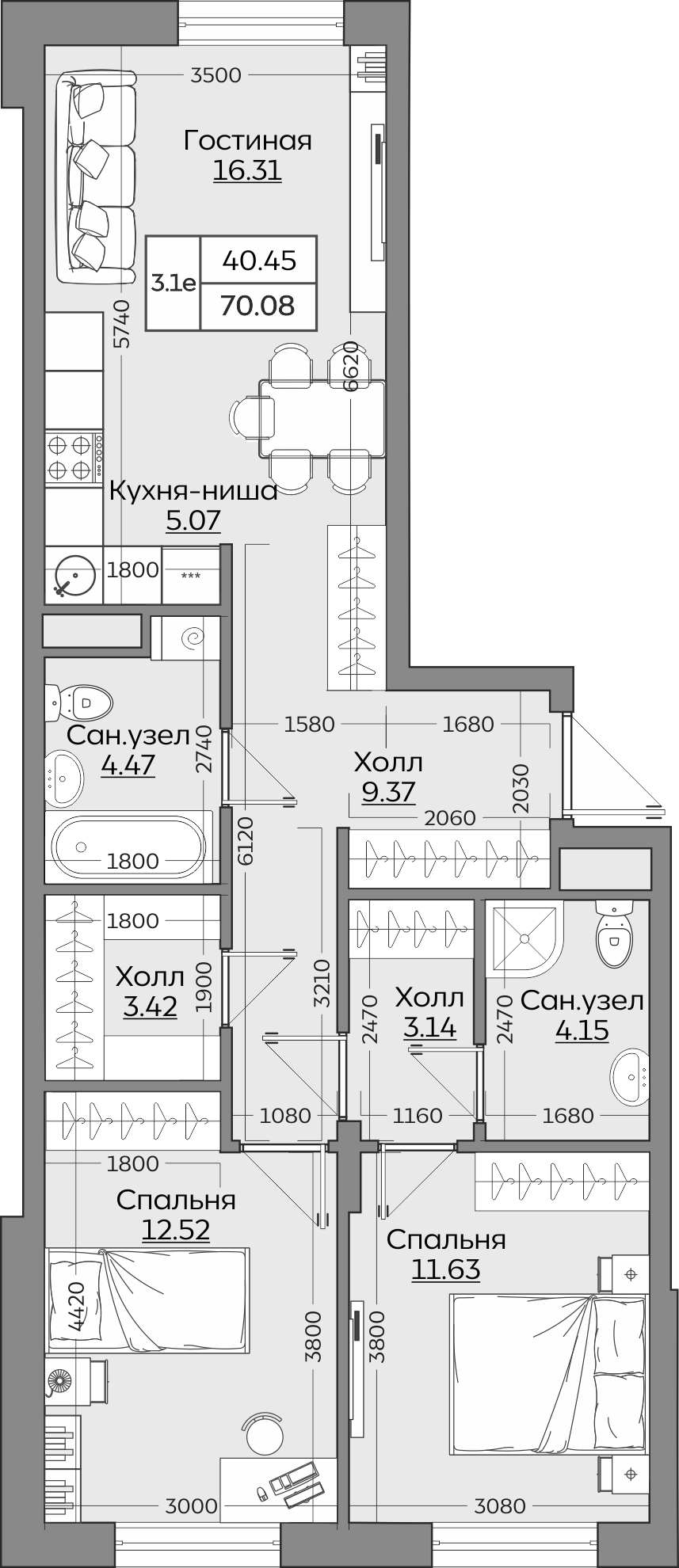 Планировка квартиры — новостройки Казани