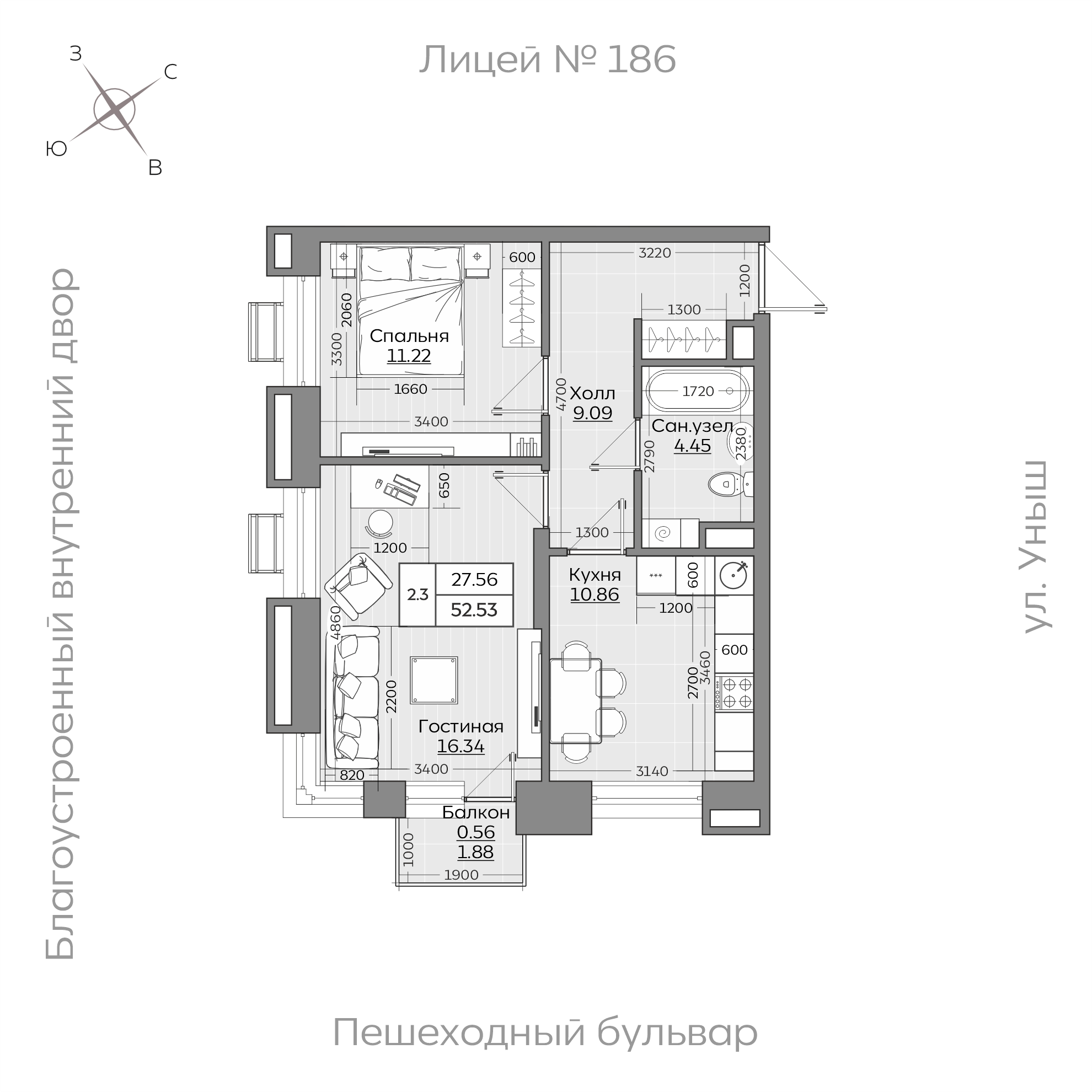 Планировка с размерами — квартиры в новостройках Казани
