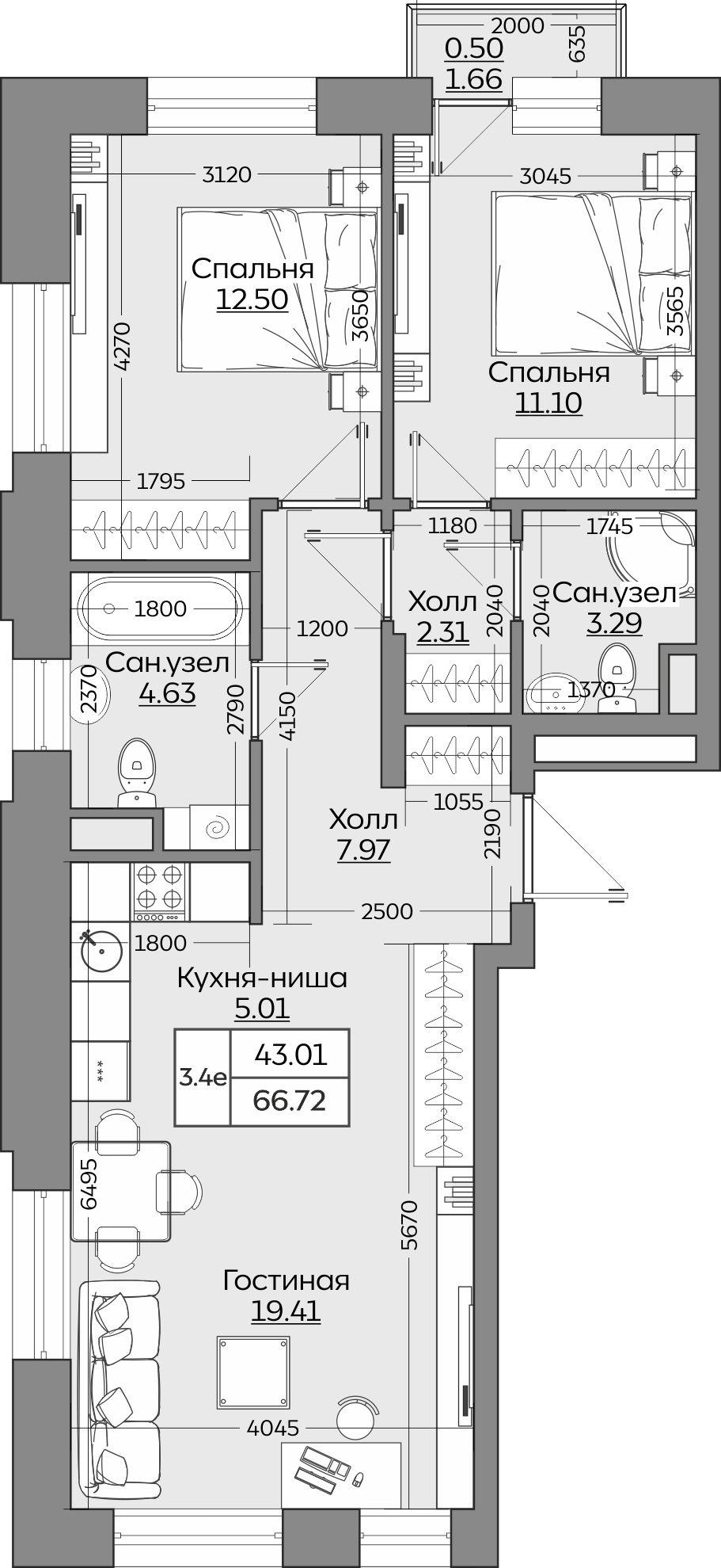 Планировка квартиры — новостройки Казани