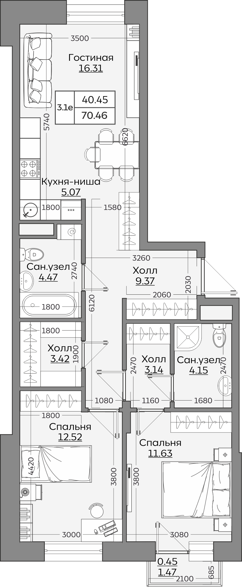 Планировка квартиры — новостройки Казани