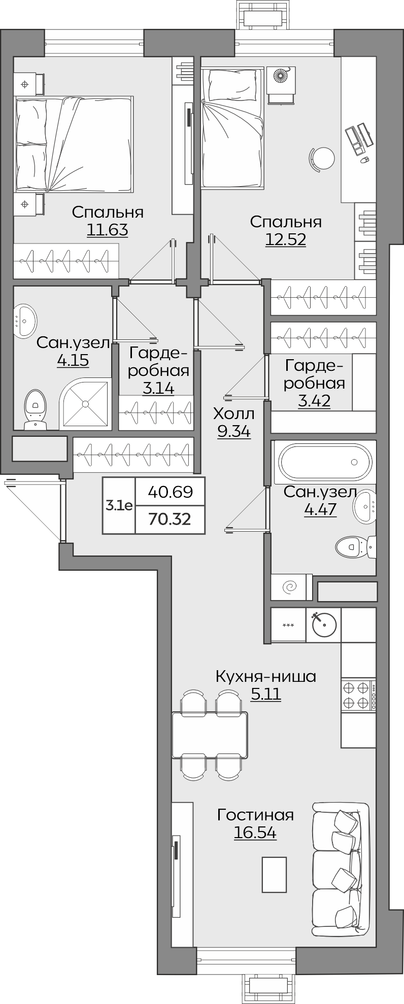 Планировка квартиры — новостройки Казани