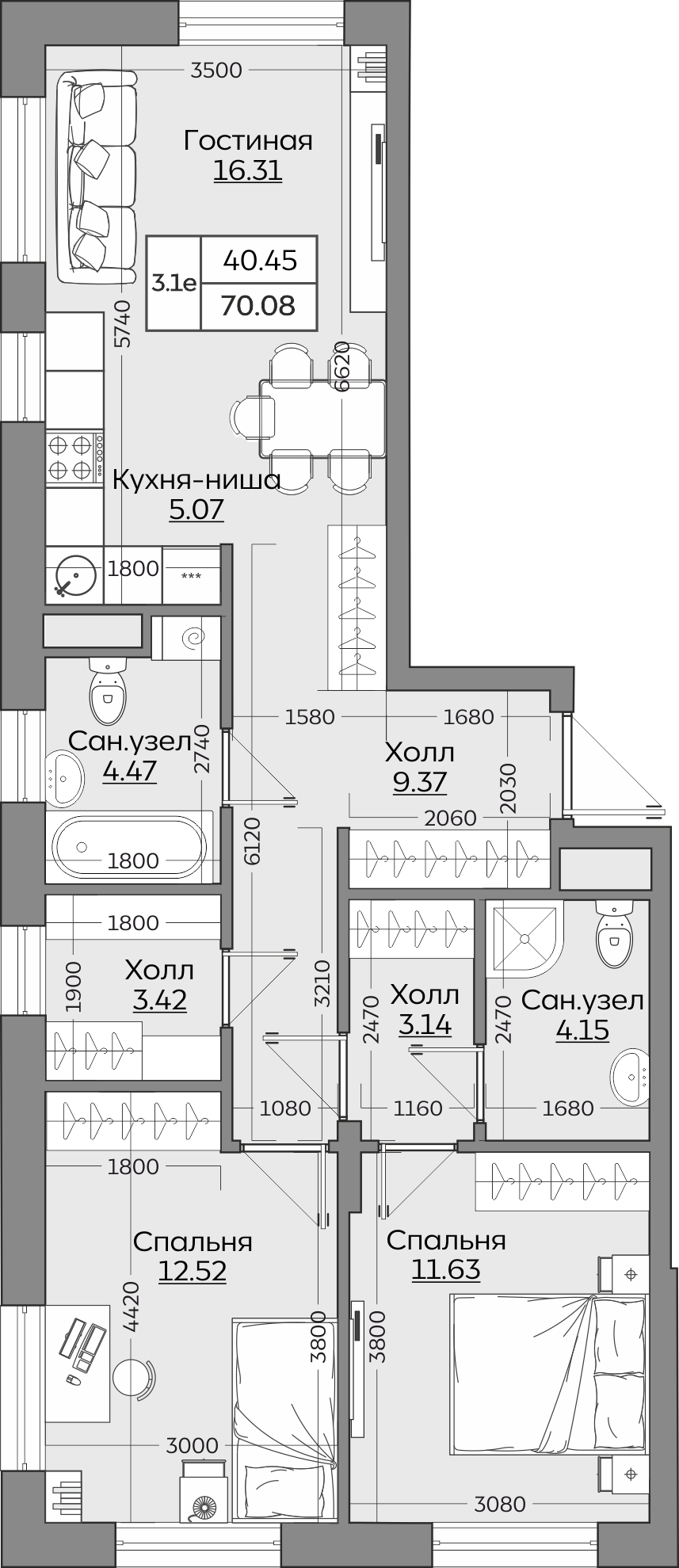 Планировка квартиры — новостройки Казани