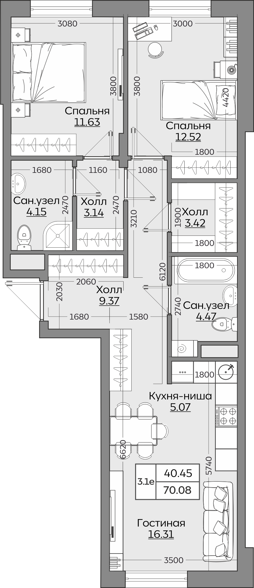 Планировка квартиры — новостройки Казани