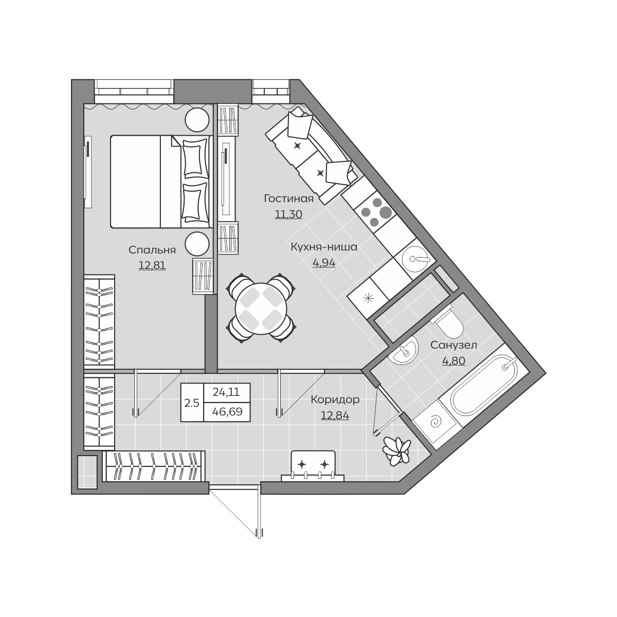 Планировка 2-комн.
