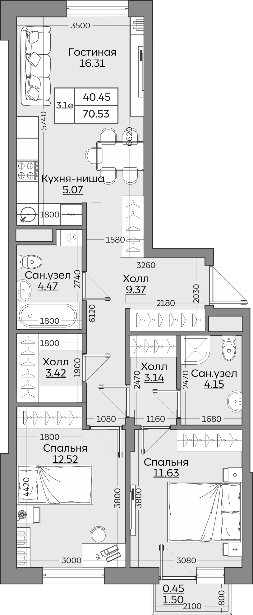 Планировка квартиры — новостройки Казани