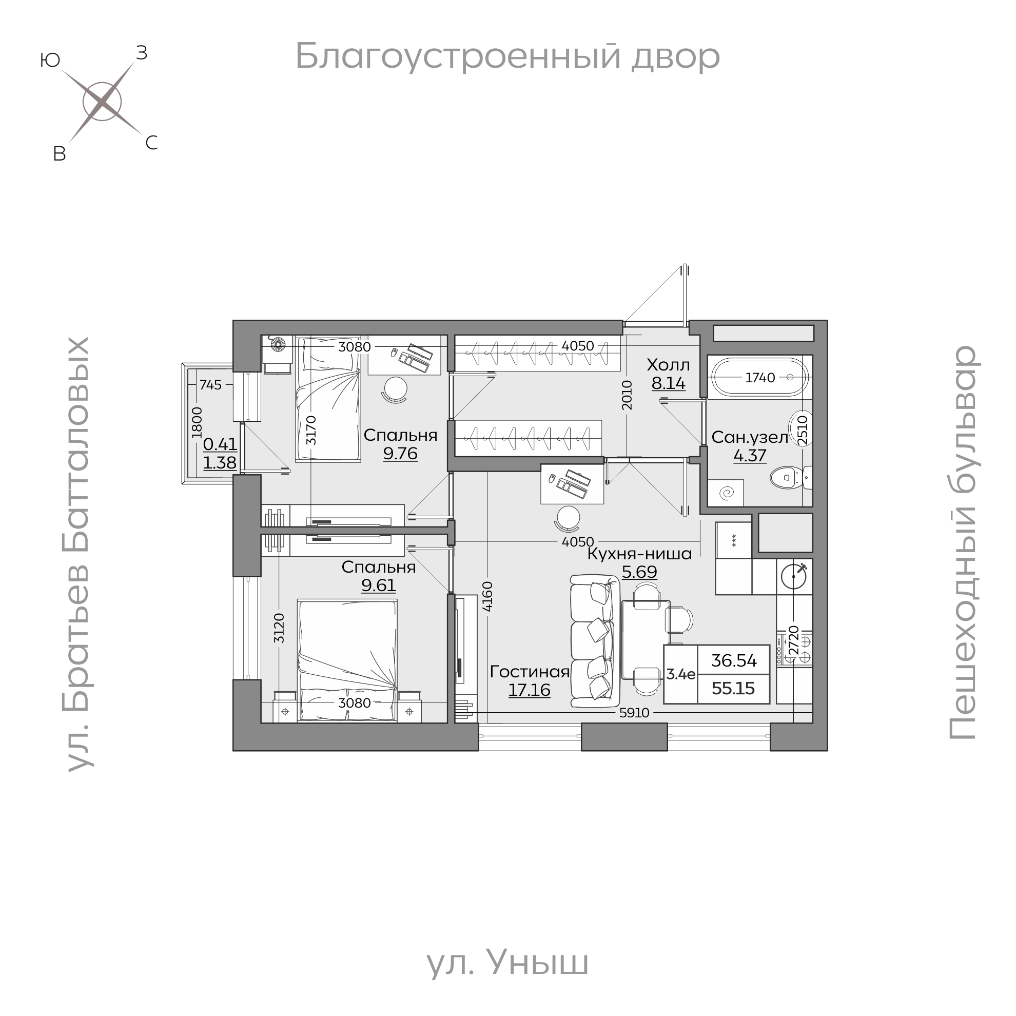 Планировка с размерами — квартиры в новостройках Казани