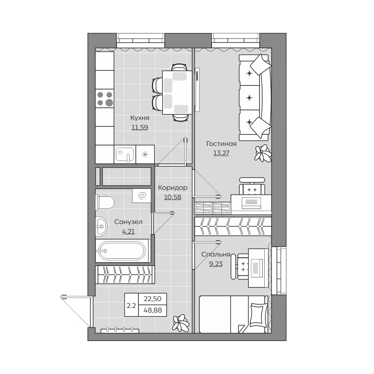 Планировка 2-комн.