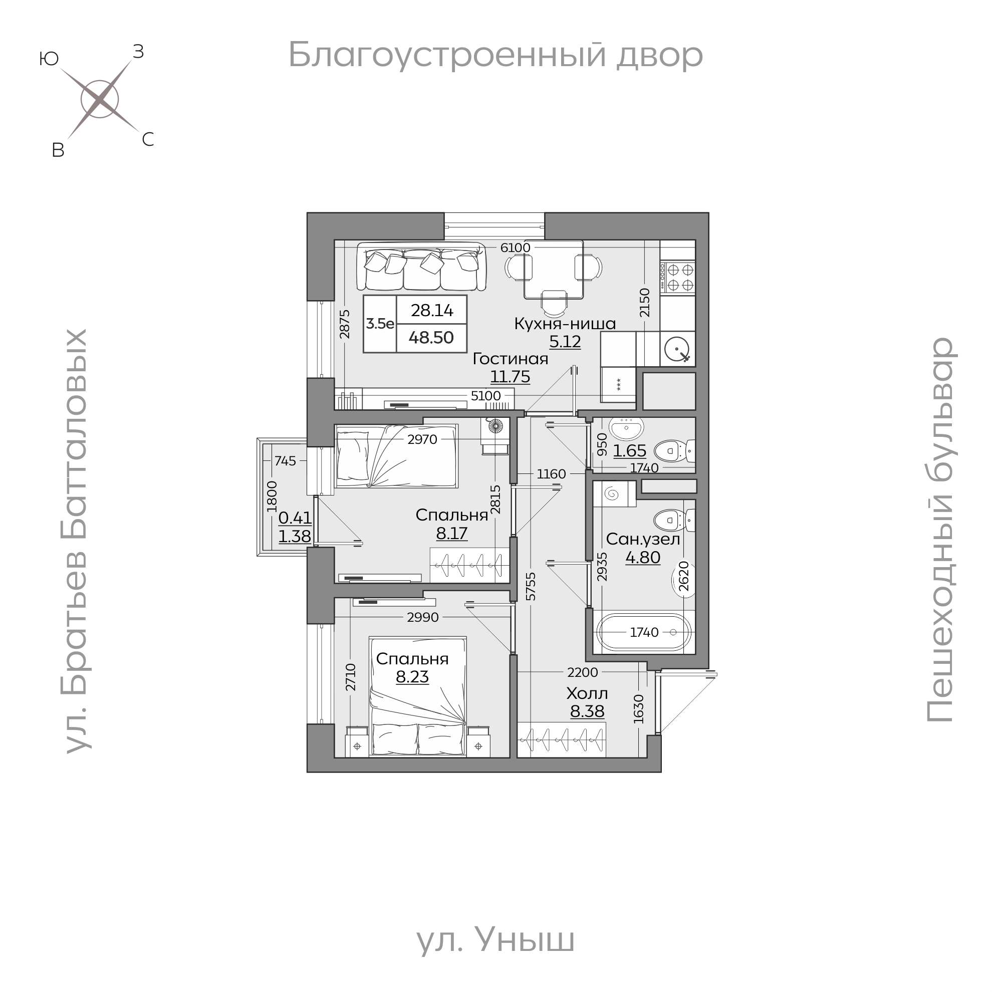 Планировка с размерами — квартиры в новостройках Казани